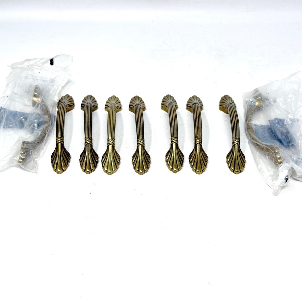 Amerock 1333-077 Burnished Brass Handle Drawer Pull 5" French 3" Center 9 Pc Set